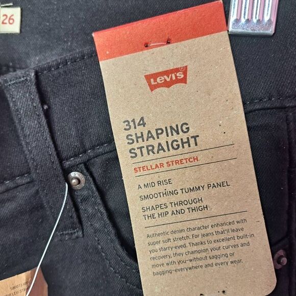 Levi's 314 Shaping Straight Women's Jeans size 26x30 NWT Soft Black Wash - Picture 7 of 11